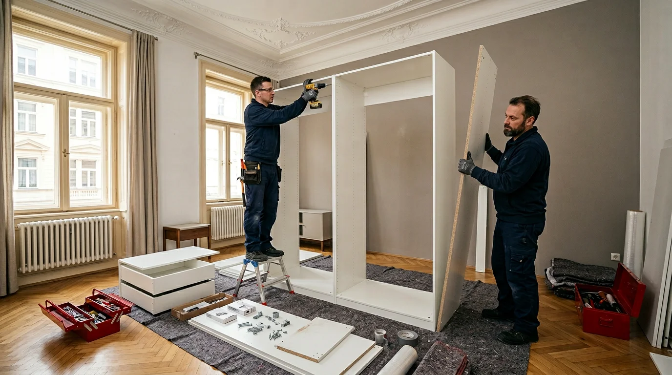 Demontage Wien – Monteure zerlegen großen Schrank in Wohnung