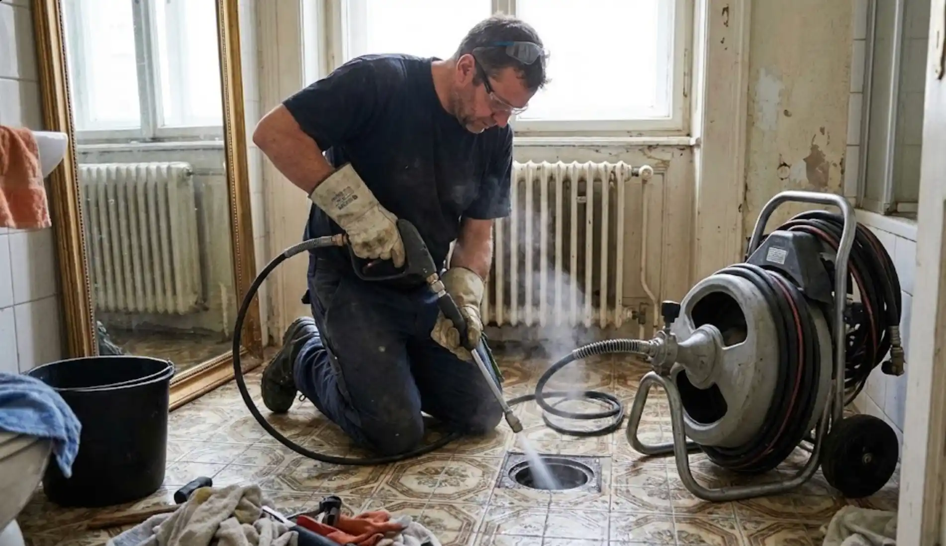 Rohrreinigung in Mauerbach mit Hochdruck &ndash; Klempner Notdienst Mauerbach beseitigt hartn&auml;ckige Verstopfung im Altbau professionell
